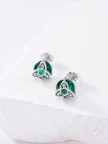 wholesale 925 Sterling Silver Celtic Knot Stud Earrings with Pink Birthstone for Women-0-10