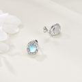 wholesale Sterling Silver Natural Stone Filigree Stud Earrings Christmas Gifts-0-9