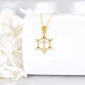 wholesale 14k Yellow Gold Star of David Cross Pendant Necklace with Multi-Colored Stones for Women-0-4