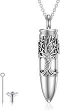 wholesale 925 Sterling Silver Bullet Urn Necklace w/Butterfly & Tree Of Life Pendant - Mens/Womens Ashes Memorial Keepsake-0-0