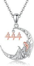 wholesale 925 Sterling Silver Angel Numbers Necklace with Moon Charm - Gift for Women, Friends, Mother's Day, Birthday, Anniversary-0-0