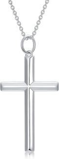 wholesale 925 Sterling Silver & White Gold Plated Simple Cross Pendant Necklace for Women Girls -0-0