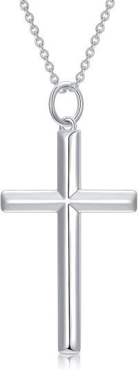 wholesale 925 Sterling Silver & White Gold Plated Simple Cross Pendant Necklace for Women Girls -f - cross