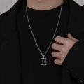 wholesale 925 Sterling Silver  Mens Square Black Onyx Pendant Chain Necklace 24+2-0-1
