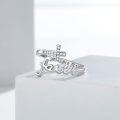 wholesale Sterling Silver Faith Cross Ring All Things Are Possible Cubic Zirconia Open Ring-0-2