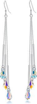 wholesale 925 Sterling Silver with Swarovski Elements Crystal Drop Dangle Earrings-0-0