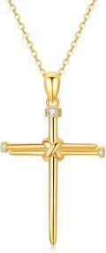 wholesale 14K Gold Faith Cross Pendant Necklace with Diamonds for Women - Baptism Gift for Mom or Wife-0-0