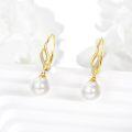 wholesale 14K Gold Pearl Leverback Drop Earrings for Women Bridal-0-1