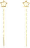 wholesale Gold Star Drop Earrings 14k Solid Gold Threaders for Women-0-0