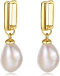 wholesale Gold 925 Sterling Silver Freshwater Pearl Teardrop Dangle Earrings for Women -0-0