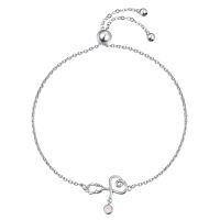 wholesale 925 Sterling Silver Swirl Heart Opal Charm Platinum Plated Adjustable Bracelet-Created Opal