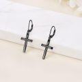 wholesale 925 Sterling Silver Black Cross Dangle Drop Earrings for Women-0-2