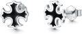 wholesale 925 Sterling Silver Black Enamel Celtic Cross Stud Earrings Gothic  for Her-0-0