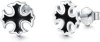 wholesale 925 Sterling Silver Black Enamel Celtic Cross Stud Earrings Gothic  for Her-Cross