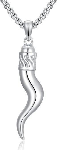 wholesale 925 Sterling Silver Italian Horn Pendant Necklace s for Men & Women - Good Luck Amulet Charm s from Italy-02.Italian Horn(Vintage)
