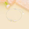 wholesale 10k White Gold Cross 5mm Natural Freshwater Pearl Anklet For Women-0-4