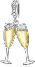 wholesale 925 Sterling Silver Champagne Glass Pendant Charm for Women Necklace-0-0