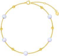 wholesale 14K Gold Chain with Purple Opals and Beads for Women's Bracelets (Size: Adjustable)-White Opal Bracelet