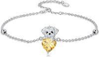 wholesale  Metal Stone Maltese Dog Birthstone Bracelet Gift for Women ( chars)-November