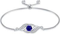 wholesale Sterling Silver Birthstone Dainty Infinity Bracelet for Women-09-Sep.-Sapphire