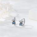 wholesale 925 Sterling Silver Koala Heart Huggie Hoop Earrings with Blue Crystal Accents-0-2