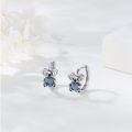 wholesale 925 Sterling Silver Koala Heart Huggie Hoop Earrings with Blue Crystal Accents-0-2