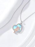 wholesale 925 Sterling Silver Heart Pendant With Sister Hug Design In Soft Blue And Rose Gold-0-1