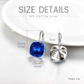 wholesale 925 Sterling Silver Blue Square Austrian Crystal Hypoallergenic Leverback Earrings for Women's Gifts-0-4