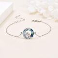 wholesale 925 Sterling Silver Blue Crystal Mother and Child Charm Bracelet for Women-0-2