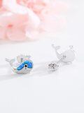 wholesale 925 Sterling Silver Blue Opal Whale Stud Earrings for Women - Hypoallergenic-0-1