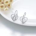 wholesale 925 Sterling Silver Heart Otter Leverback Earrings - Hypoallergenic  for Women & Girls-0-2