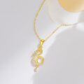 wholesale 14K Yellow Gold Snake Pendant with Cubic Zirconia Stones Necklaces for Women-0-4