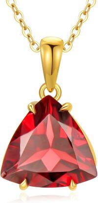 wholesale 14K Gold Red Garnet Triangular Pendant Necklace with Chain - 3 Stones Total Length: 27cm (16 + Extender)-01-January