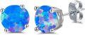 wholesale 925 Sterling Silver Green Fire Opal Round Stud Earrings - Multiple Sizes & Colors for Women Men Gifts-0-5