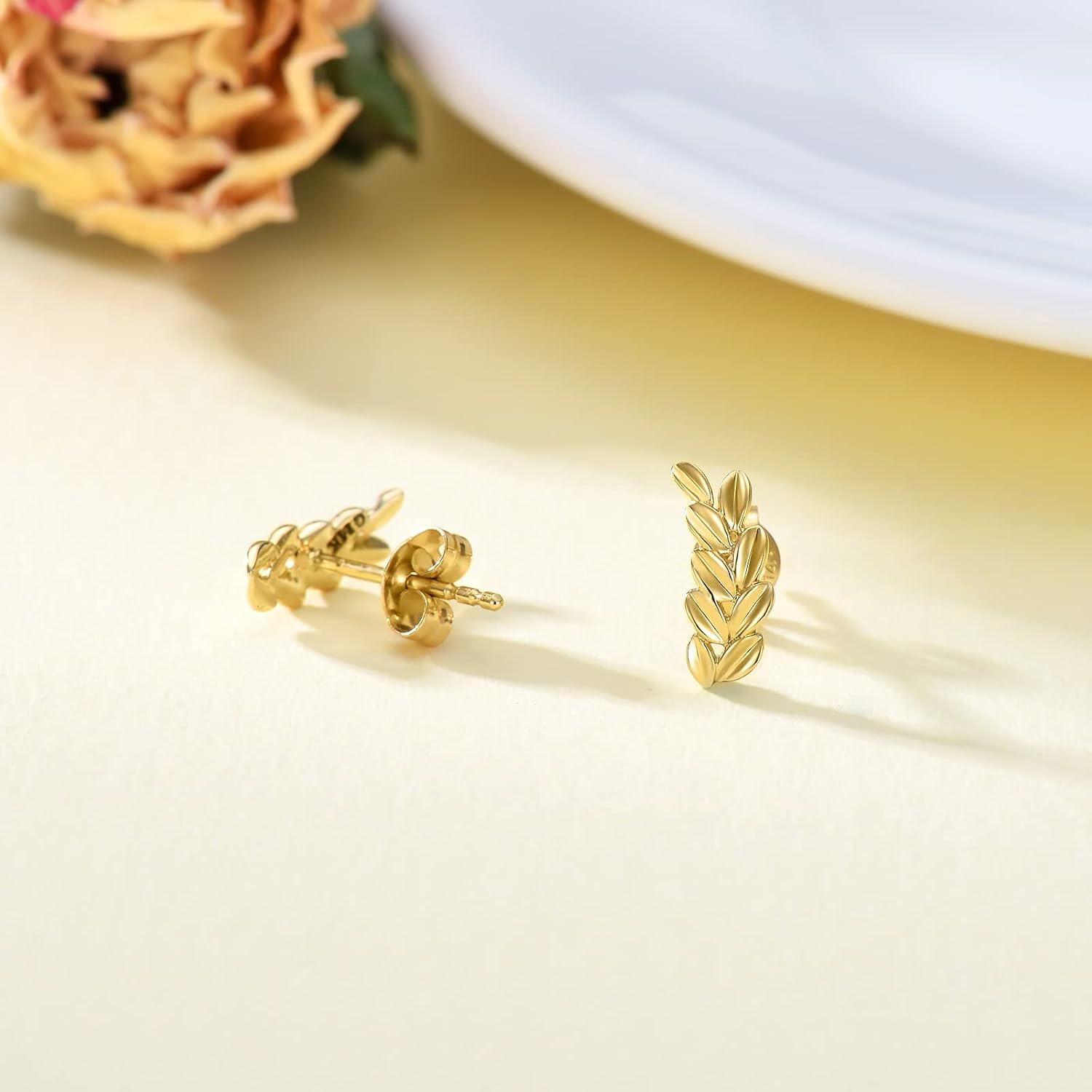 14K Gold Stone Stud Earrings for Women Real 14K Jewelry Gifts-0-4