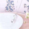 wholesale 14K White Gold Heart-Shaped Diamond and Freshwater Pearl Pendant Necklace (16-18)-0-4