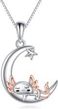 wholesale 925 Sterling Silver Crescent Moon Axolotl Star Charm Necklace - Cute s for Women-0-0
