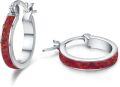 wholesale 925 Sterling Silver Red Fire Opal Huggie Hoop Earrings for Women-0-0