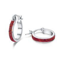 wholesale 925 Sterling Silver Red Fire Opal Huggie Hoop Earrings for Women-Red Fire Opal Sliver
