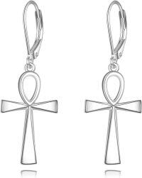 wholesale 925 Sterling Silver Cross Dangle Earrings - Egyptian Style Jewellery for Men & Women-Ankh Earrings