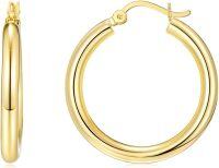 wholesale 14K Gold Round Hoop Earrings for Women - Shiny & Polished Lightweight 12-50mm-style 11