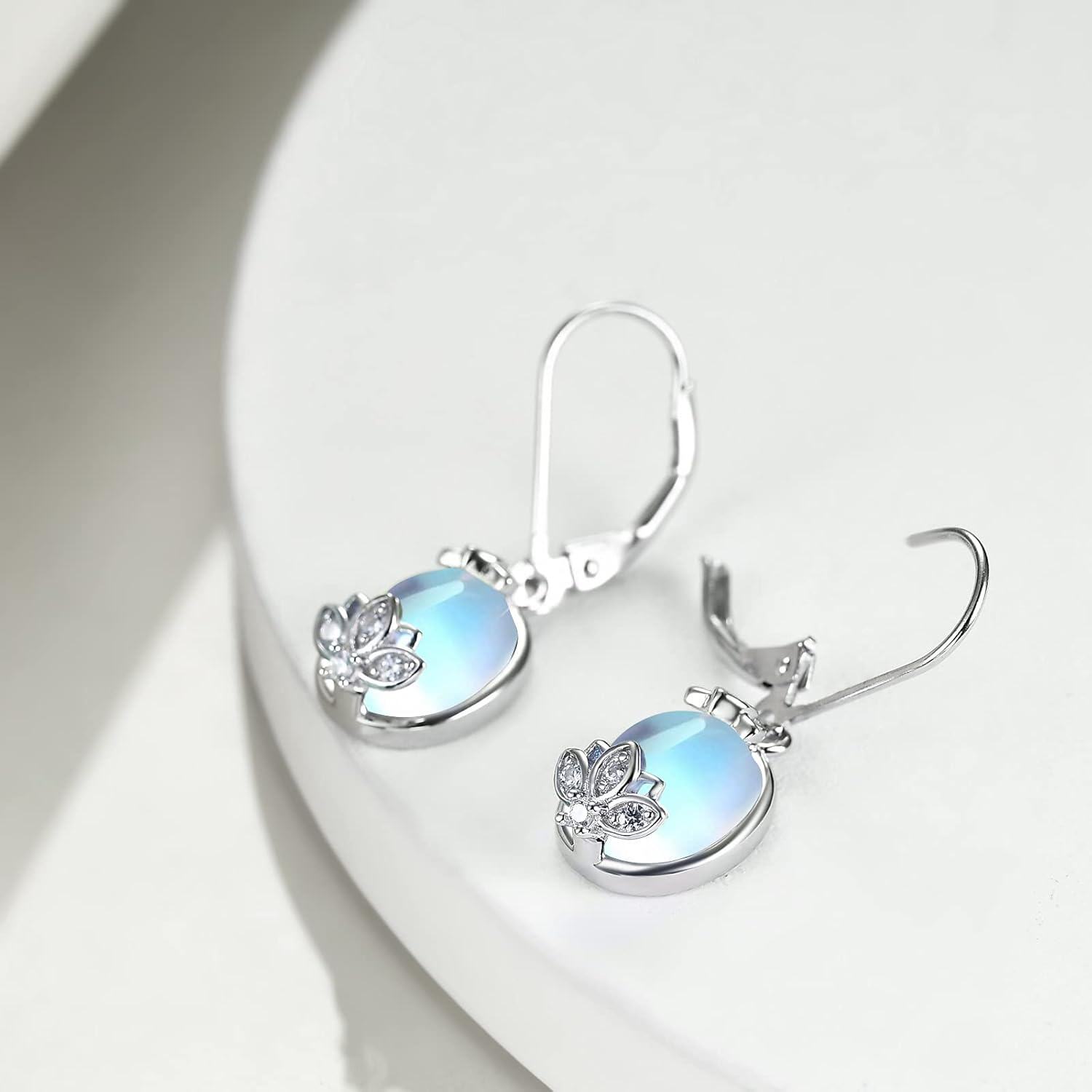 wholesale 925 Sterling Silver Moonstone Celtic Filigree Teardrop Dangle Earrings with Leverbacks-0-4