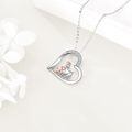 wholesale 925 Sterling Silver Goat Family Heart Pendant Necklace s for Women Animal Lovers-0-2