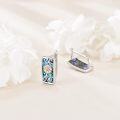 wholesale 925 Sterling Silver Daisy Flower Shell Inlay Rectangular Stud Earrings-0-2