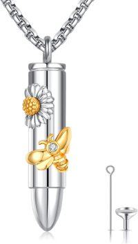wholesale 925 Sterling Silver Daisy & Honeybee Cremation Jewelry Keepsake Urn Necklace for Ashes-Bee Daisy