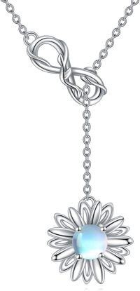 wholesale 925 Sterling Silver Blue Opal Flower Pendant Necklace for Women s-Daisy Necklace