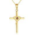 wholesale 14k Gold Cross Pendant With Braided Design And Amber Stone-0-0