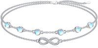 wholesale Sterling Silver Birthstone Women s Anklet Bracelets Infinity Butterfly Evil Eye Turtle Pineapple Starfish Heart-Infinity 16-Moonstone-Bracelet 7"-9"