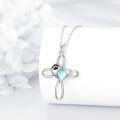 wholesale 925 Sterling Silver Blue Moonstone Paw Print Heart Cross Pendant Necklace for Women-0-2