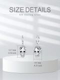 wholesale 925 Sterling Silver Skull Cross Drop Dangle Leverback Earrings for Women Girls Gothic  48mm Long-0-1
